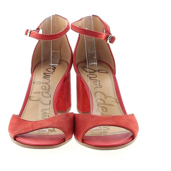 Sam Edelman Susie Red Suede Heel Sandals - womens 6.5 - Picture 2 of 8